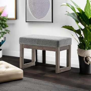 SIMPLIHOME Milltown 27" Wide Contemporary Rectangle Footstool Ottoman