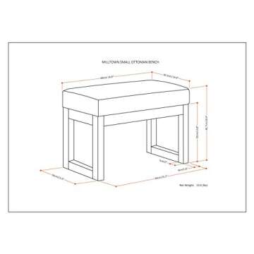 Contemporary Rectangle Footstool Ottoman in Grey Linen Fabric