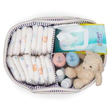 Baby Basket - Jeneric Design’s Woven Rope Portable Light Weight White Nursery Caddy Basket with Ha...