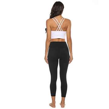 Sports Bras for Women, 2 Criss-Cross Back Strappy Sports Bra Removable Padded Longline Medium Support Yoga Workout Crop Tops for Sports White