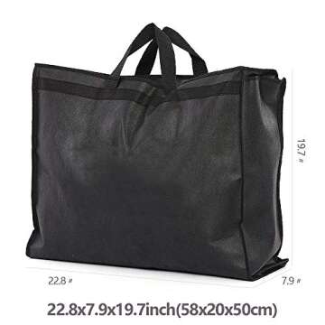 70" Bridal Wedding Gown Garment Bag Extra Large Foldable Portable Travel Dress Cover Hanging Luggage with Pockets for Womens, 8" Gusseted Black