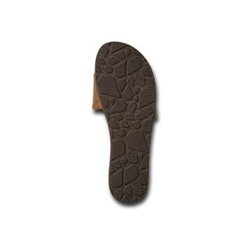 Volcom Women's Simple Synthetic Leather Strap Slide Sandal, Tan, 8 B US