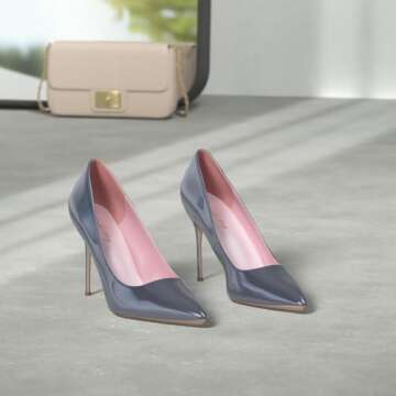 Elisabet Tang Women Pumps, Pointed Toe High Heel 4.7 inch/12cm Party Stiletto Heels Shoes Silver 10