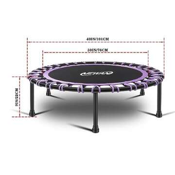 Newan 40" Silent Mini Trampoline Fitness Trampoline Bungee Rebounder Jumping Cardio Trainer Workout for Adults-Max Limit 330lbs