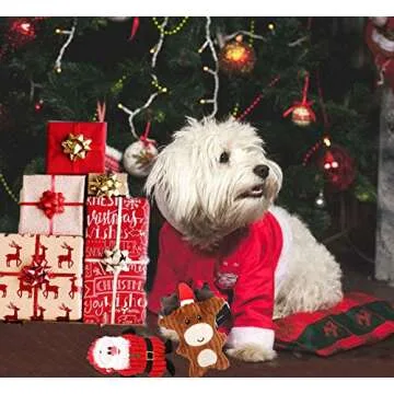 Legendog 3 Pcs Christmas Dog Squeak Toys, Plush Pet Toy for Small to Medium Dogs, Santa, Reindeer, Snowman, Teething & Dental Health, 3 Count, 7.87 x 5.12 Inches