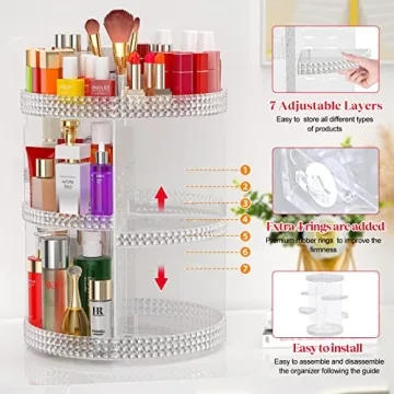 Awenia Rotating Makeup Organizer - Adjustable Storage Solution