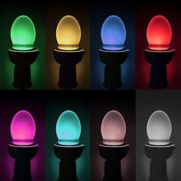 LightBowl Toilet LED Nightlight by Wally's, Motion Activated, Fits Any Toilet, 8 Colors in One Light...