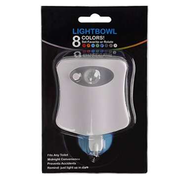 LightBowl Toilet LED Nightlight by Wally's, Motion Activated, Fits Any Toilet, 8 Colors in One Light.