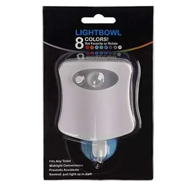 LightBowl Toilet LED Nightlight by Wally's, Motion Activated, Fits Any Toilet, 8 Colors in One Light.