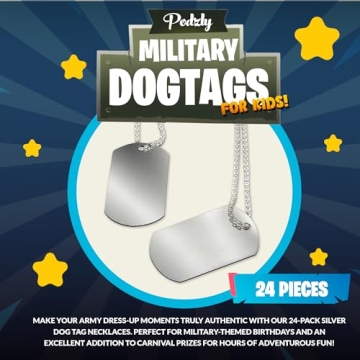 Podzly Military Dog Tags for Parties - 24 Pack