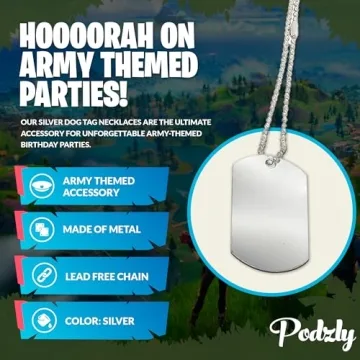 Podzly Military Dog Tags for Parties - 24 Pack