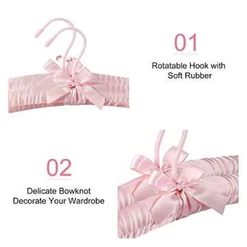 TOPIA HANGER Padded Hangers for Women Clothing,17-inch Satin Hangers 5 Pack Thick Foam Padded No Sho...