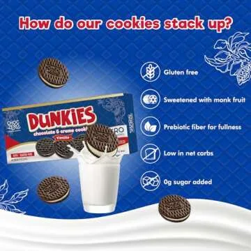 ChocZero Keto Chocolate Sandwich Cookies with Creme - Low Sugar Gluten Free Dunkies (1 Box, 9oz)