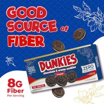 ChocZero Keto Chocolate Sandwich Cookies with Creme - Low Sugar Gluten Free Dunkies (1 Box, 9oz)