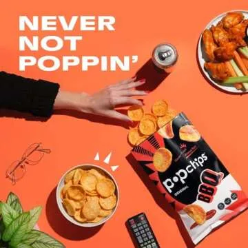 Popchips Potato Chips, BBQ, 12ct Single Serve 0.8oz Bags, Low-Calorie and Gluten Free, Salty Snacks for Adults and Children, Non-GMO, Vegan & Kosher Friendly, 100 Calories Per Bag