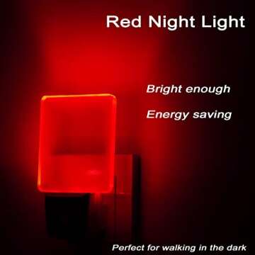 2 Pack 0.5W Plug-in LED Night Light with Dusk to Dawn Sensor Red