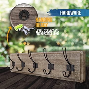 HBCY Creations 24" Rustic Coat Rack with 5 Hooks