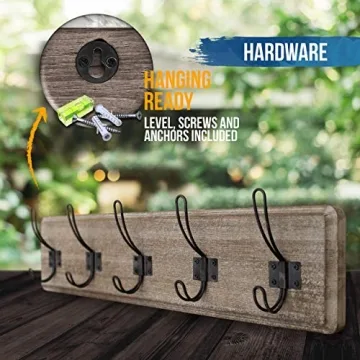 HBCY Creations 24" Rustic Coat Rack with 5 Hooks