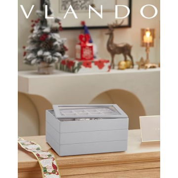 Vlando Medium Stackable Jewelry Tray, Faux Leather Jewelry Trays Storage Organizer Display Box Case ...