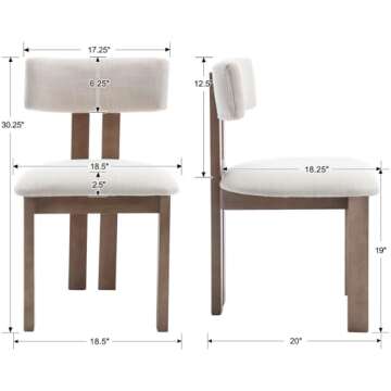 chairus Dining Chairs Set of 2 Linen Fabric Diner Chairs Farmhouse Wood Chairs for Kitchen and Dining Room, Beige