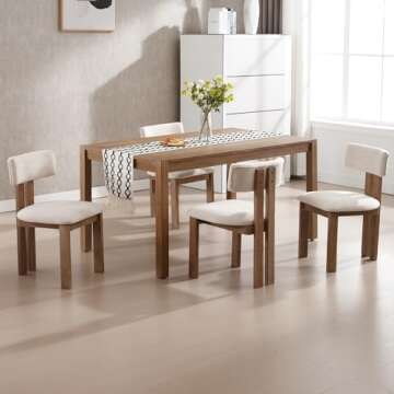 chairus Dining Chairs Set of 2 Linen Fabric Diner Chairs Farmhouse Wood Chairs for Kitchen and Dining Room, Beige