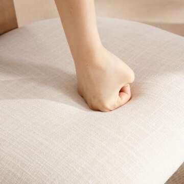 chairus Dining Chairs Set of 2 Linen Fabric Diner Chairs Farmhouse Wood Chairs for Kitchen and Dining Room, Beige