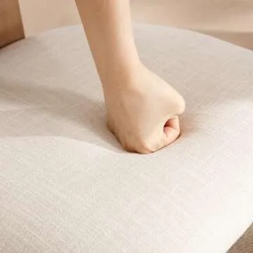 chairus Dining Chairs Set of 2 Linen Fabric Diner Chairs Farmhouse Wood Chairs for Kitchen and Dining Room, Beige