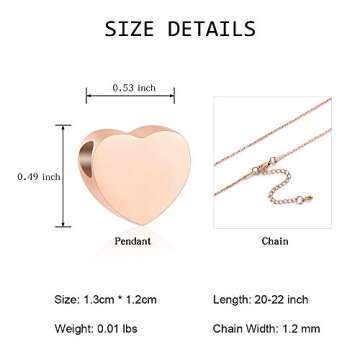 constantlife Cremation Jewelry for Ashes - Heart Pendant Memorial Urn Necklace Ashes Holder Stainles...