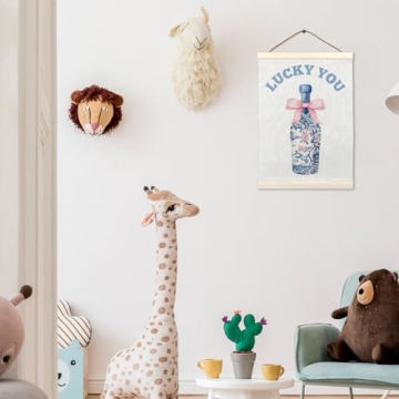 LKETW Blue Preppy Poster Hanger Frame 12x16 Inch, Lucky You Wall Art, Chinoiserie Decor, Coquette Wall Art with Wooden Frames, Grand Millennial Hanging Banner Decor for Living Room Bedroom