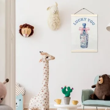 LKETW Blue Preppy Poster Hanger Frame 12x16 Inch, Lucky You Wall Art, Chinoiserie Decor, Coquette Wall Art with Wooden Frames, Grand Millennial Hanging Banner Decor for Living Room Bedroom