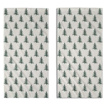Aytipun Green Christmas Hand Towels for Bathroom Set of 2 Xmas Tree Print Holiday Themed Decorative ...