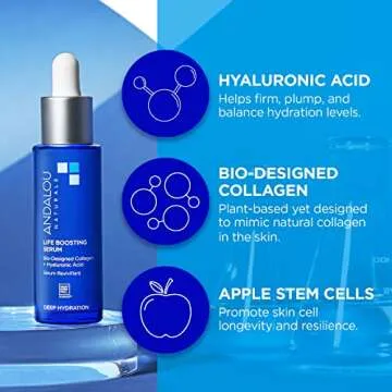 Andalou Naturals Collagen + Hyaluronic Acid Serum for Face, Deep Hydration Life Boosting Face Serum, Helps Improve Skin Elasticity, Day & Night Hydrating Serum, 1 Fl. Oz.