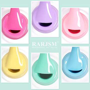 RARJSM Cotton Candy Gel Nail Polish Kit, Pastel Gel Polish Macaron Colors Collection Pink Purple Yellow Green Blue Nail Polish Set, 6PCS 7.5ML Spring Summer Color Gel Nail Polish,Curing Required