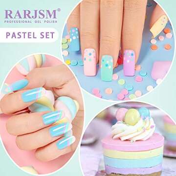 RARJSM Cotton Candy Gel Nail Polish Kit, Pastel Gel Polish Macaron Colors Collection Pink Purple Yellow Green Blue Nail Polish Set, 6PCS 7.5ML Spring Summer Color Gel Nail Polish,Curing Required