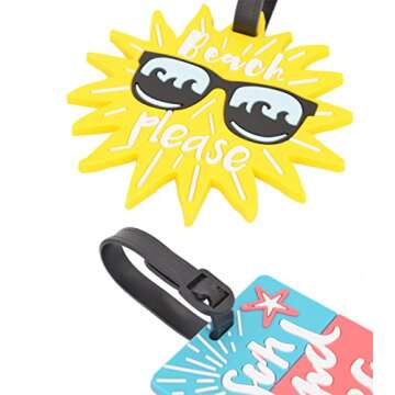 OVOV 4 Pack Cute Luggage Tags for Suitcases Summer Holiday Personalized Bag Tags Tropical Travel Tag...