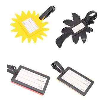 OVOV 4 Pack Cute Luggage Tags for Suitcases Summer Holiday Personalized Bag Tags Tropical Travel Tags with Loop