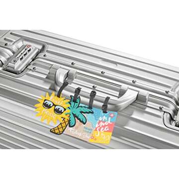 OVOV 4 Pack Cute Luggage Tags for Suitcases Summer Holiday Personalized Bag Tags Tropical Travel Tags with Loop