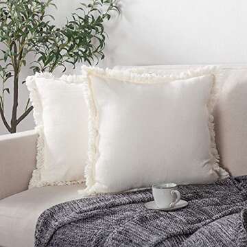 ATLINIA Linen Pillow Cover with Tassels for Elegant Home Styling