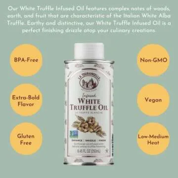 La Tourangelle, White Truffle Oil, Complex Gourmet Earthy Flavor for Drizzling over Pasta, Popcorn, Vegetables, Potatoes, Soup and More, 8.45 fl oz