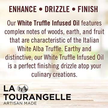 La Tourangelle, White Truffle Oil, Complex Gourmet Earthy Flavor for Drizzling over Pasta, Popcorn, Vegetables, Potatoes, Soup and More, 8.45 fl oz