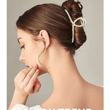 Joya Love Gold Pearl Big Metal Hair Claw Clips for Women and Girls - Thick Hair, Jumbo Clips, 3 Count (Pack of 1)