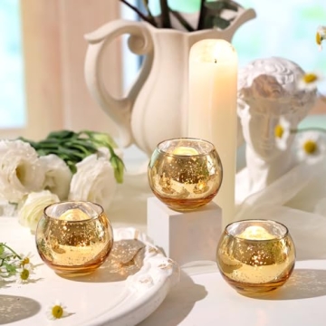 Buy Volens Gold Votive Candle Holder Set - 12 Beautiful Holders