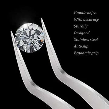 Craft Tweezers Cross Locking Precisiontweezers Stainless Steel Soft-grip Tweezers Pointed Tip Cutting Pliers for DIY Craft Jewelry Eyelash Extensions Nail Beading Tool(Curved Style,3 Pieces)