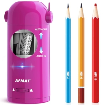 AFMAT Electric Pencil Sharpener – Rechargeable & Fully Automatic for 7-11.5mm Pencils