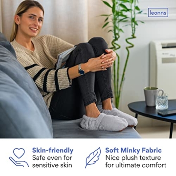 LEONNS Microwavable Slippers for Women and Men - Relaxing Warming Slippers - Natural Feet Warmers - One Size Fits Most (Light Grey)