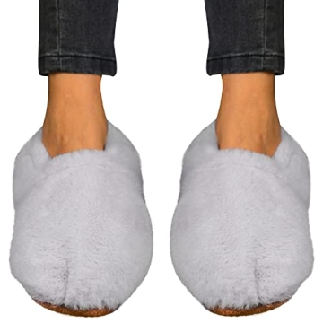LEONNS Microwavable Slippers for Women and Men - Relaxing Warming Slippers - Natural Feet Warmers - One Size Fits Most (Light Grey)