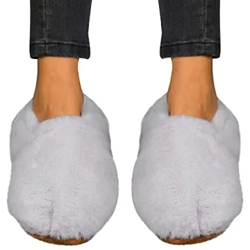 LEONNS Microwavable Slippers for Women and Men - Relaxing Warming Slippers - Natural Feet Warmers - One Size Fits Most (Light Grey)