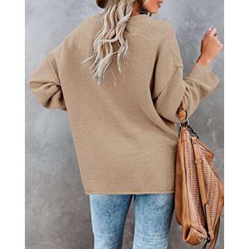 Saodimallsu Womens V Neck Oversized Sweaters Batwing Long Sleeve Button Up Henley Tops Pullover Loose Chunky Knit Jumper Khaki