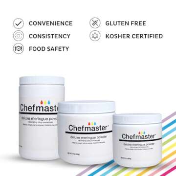 Chefmaster - Meringue Powder - Eggwhite Substitute - 5oz - Create Delicious Dessert Toppings, Stabilize Icing and Meringue - Made in the USA