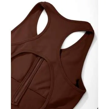 OMKAGI Women Seamless Zip Up Front One Piece Jumpsuits Shorts Racerback Tummy Control Workout Romper Sleeveless Yoga Bodycon(Medium,#51 Brown)